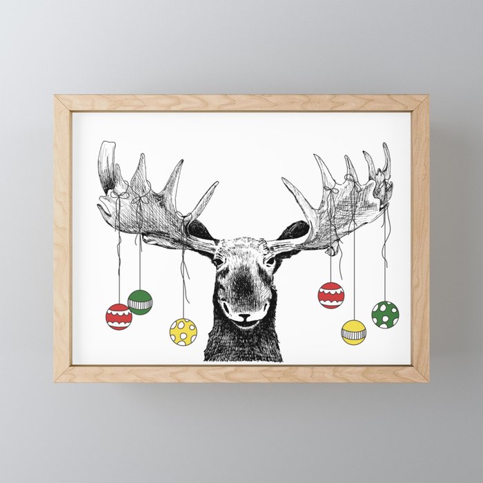 Christmas Moose Framed Mini Art Print