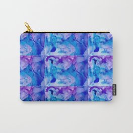 Abstract transparent blue-violet background with splashes and waves in the technique of fluid art Carry-All Pouch