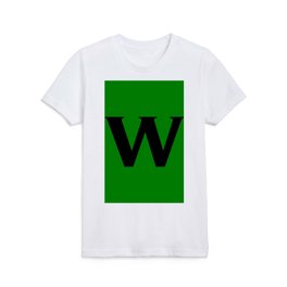 w (BLACK & GREEN LETTERS) Kids T Shirt