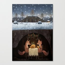 Winter Foxes Canvas Print