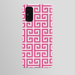 Large Pink and White Greek Key Pattern Android Case
