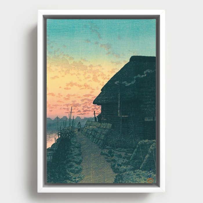 Sunset at Morigasaki by Kawase Hasui Framed Canvas