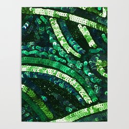 Green Art Deco Sequins Poster