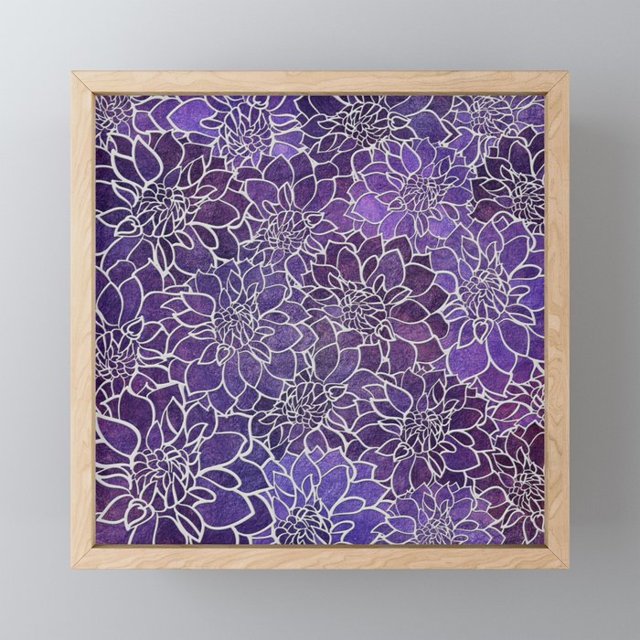 Dahlia Flower Pattern 3 Framed Mini Art Print