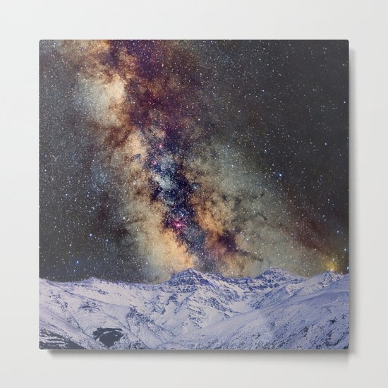 The star Antares, Scorpius and Sagitariuss over the hight mountains. The milky way. Metal Print