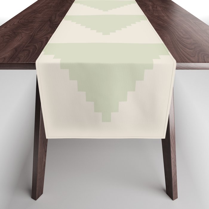 Geometric Pyramid Pattern - Soft Green Table Runner