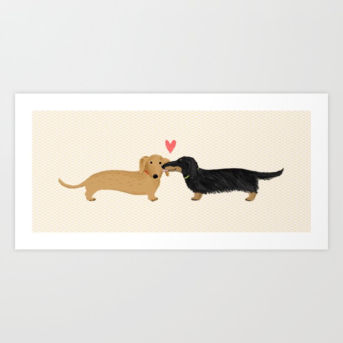 Cute Wiener Dogs with Heart | Dachshunds Love Kunstdrucke Cute Wiener Dogs with Heart | Dachshunds Love Kunstdrucke