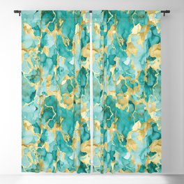 Gold & Teal Nautical Pattern 2 Blackout Curtain