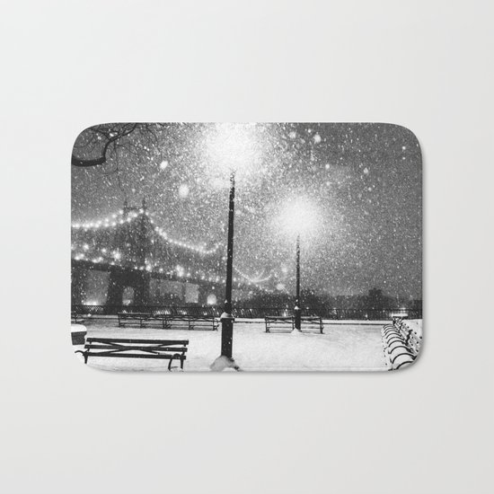 New York City Night Snow Bath Mat