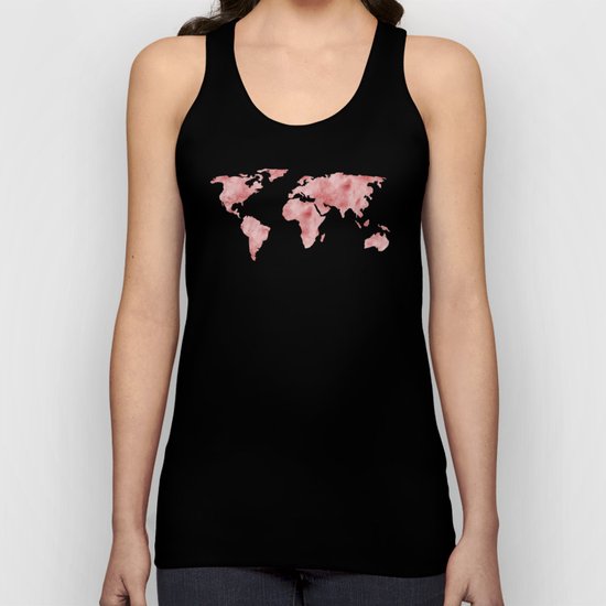 World Map Light Red Watercolor Unisex Tank Top