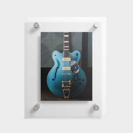 Blue western guitar | Guitar Framed art print | instrument photography Floating Acrylic Print