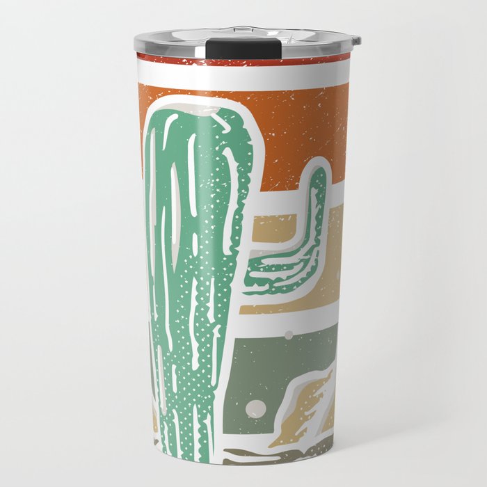 Retro Vintage Cactus Illustration Travel Mug