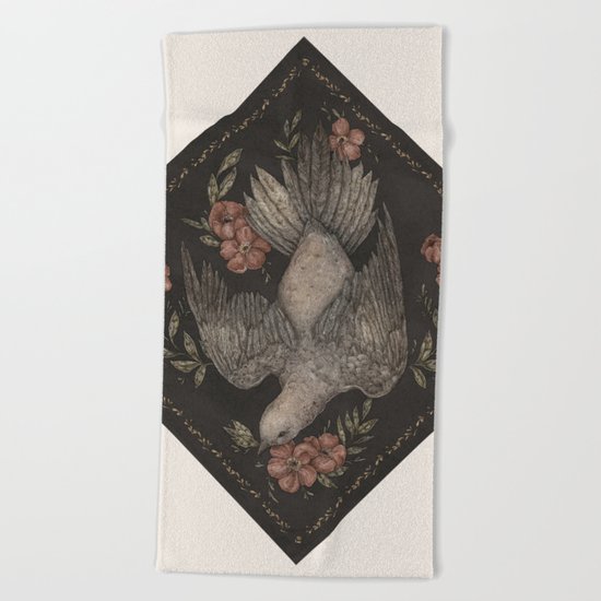 Dove and Flowers Beach Towel