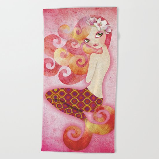 Coraleen, Mermaid in Pink Beach Towel