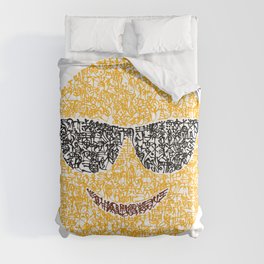 Emoji Calligraphy Art :Smiling face with sunglasses Comforter