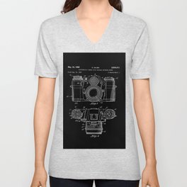 Vintage Camera Patent Black Blueprint V Neck T Shirt