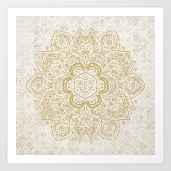 Mandala Temptation in Golden Yellow Art Print