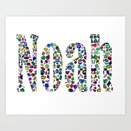 The name Noah made with Gemstones Art Print