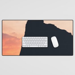 Brazil Photography - Silhouette Of Christ The Redeemer On Top Of The Hill Desk Mat