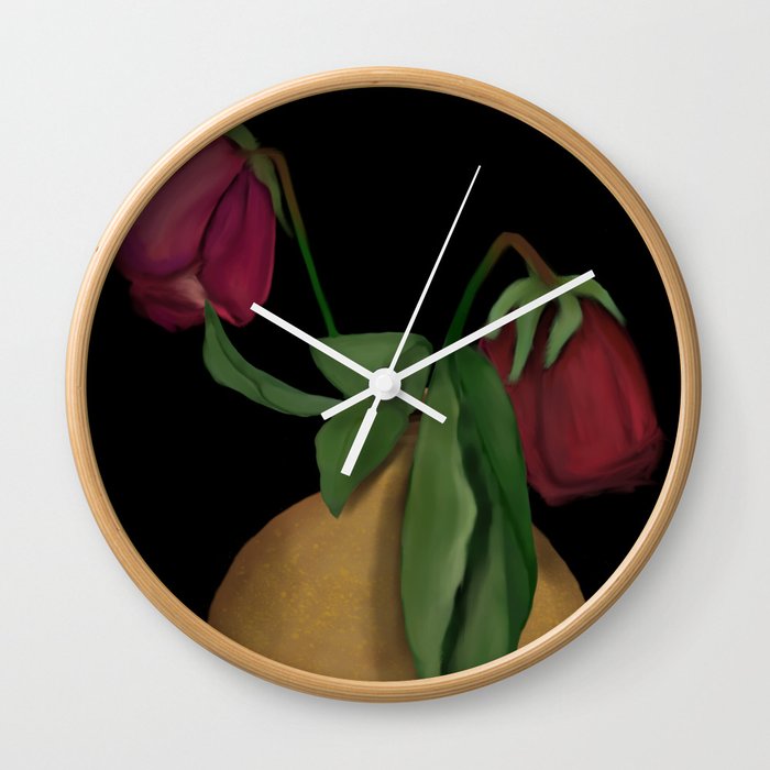 Dark dying roses Wall Clock