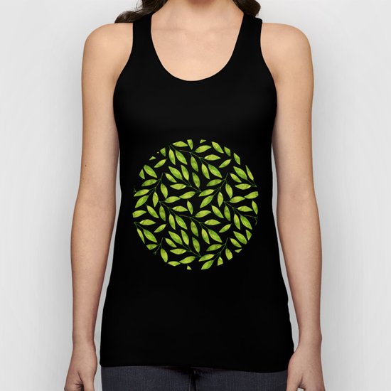 Greenery fresh green watercolor leaf pattern Unisex Tank Top