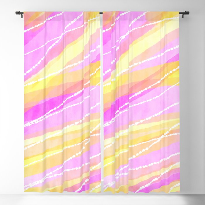 Happy watercolor line art Blackout Curtain