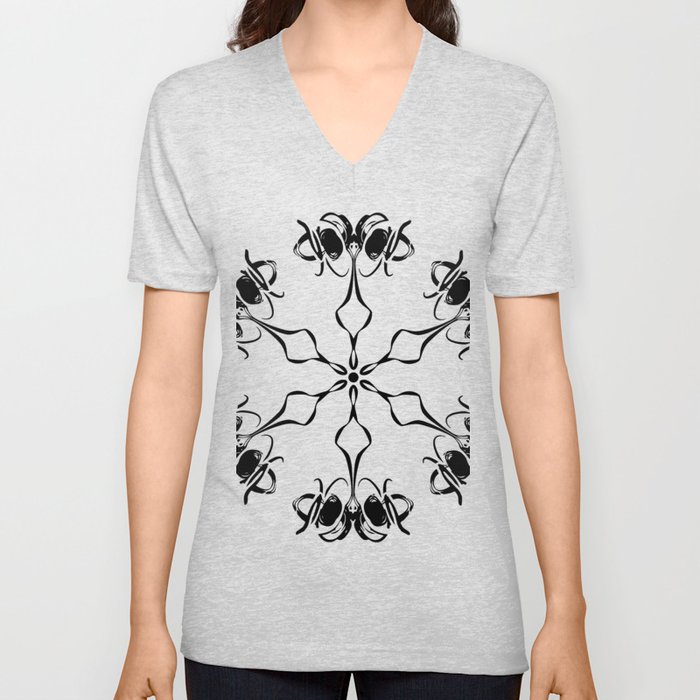 Alien Black Mandala  V Neck T Shirt