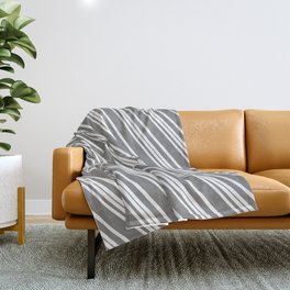 [ Thumbnail: White and Grey Colored Lined/Striped Pattern Throw Blanket ]