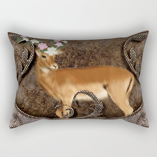 Wonderful antelope with flowers Rectangular Pillow