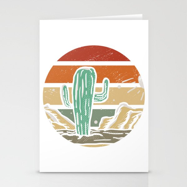 Retro Vintage Cactus Illustration Stationery Cards