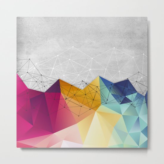 Polygons on Concrete Metal Print