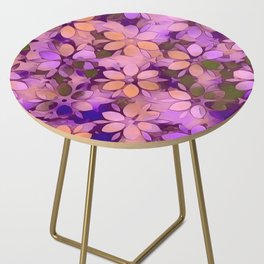 Modern Rainbow Flowers Peach Pink Magenta Side Table