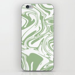 Liquid Contemporary Abstract Pastel Green and White Swirls - Retro Liquid Swirl Pattern iPhone Skin