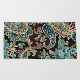 Granny's Terrific Turquoise Teal Paisley Chic Beach Towel