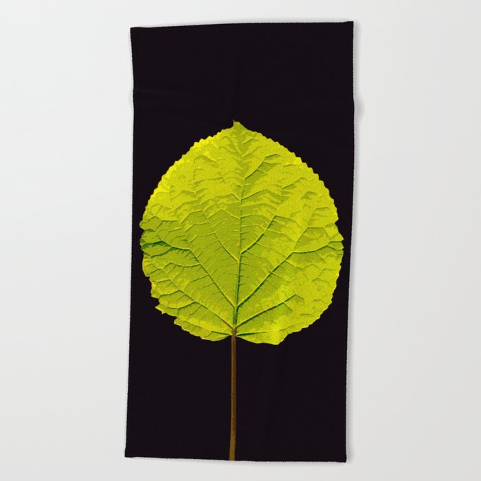 Green Leaf On A Black Background #decor #society6 #buyart Beach Towel