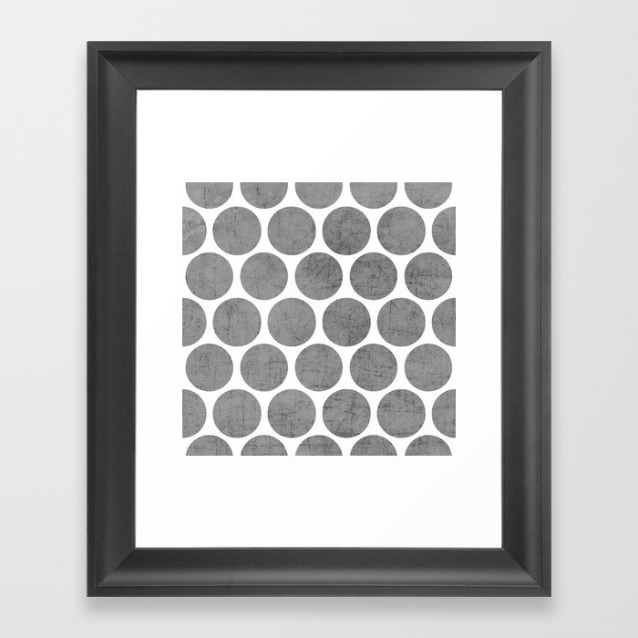 gray polka dots Framed Art Print
