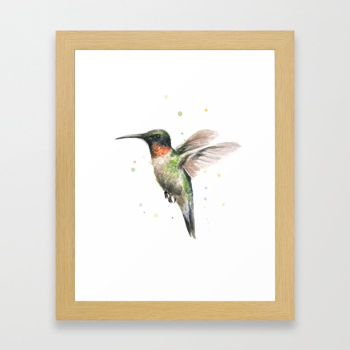 Hummingbird Watercolor Framed Art Print