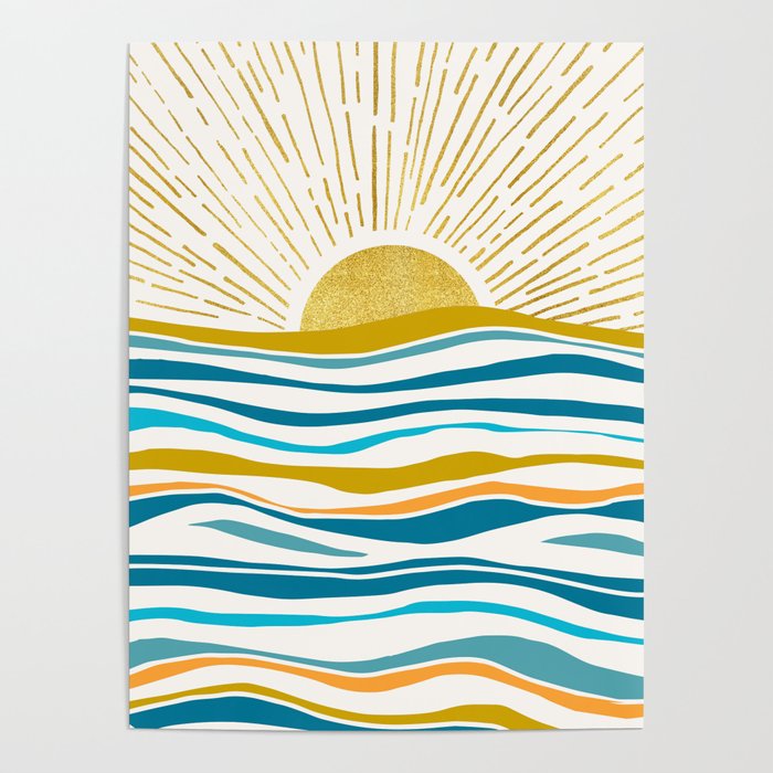 Sunrise At Sea Abstract Landscape Poster