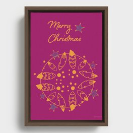 Merry Christmas Boho dreamcatcher feather balls golden stars Framed Canvas