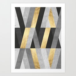 Gold and gray lines II Art Print