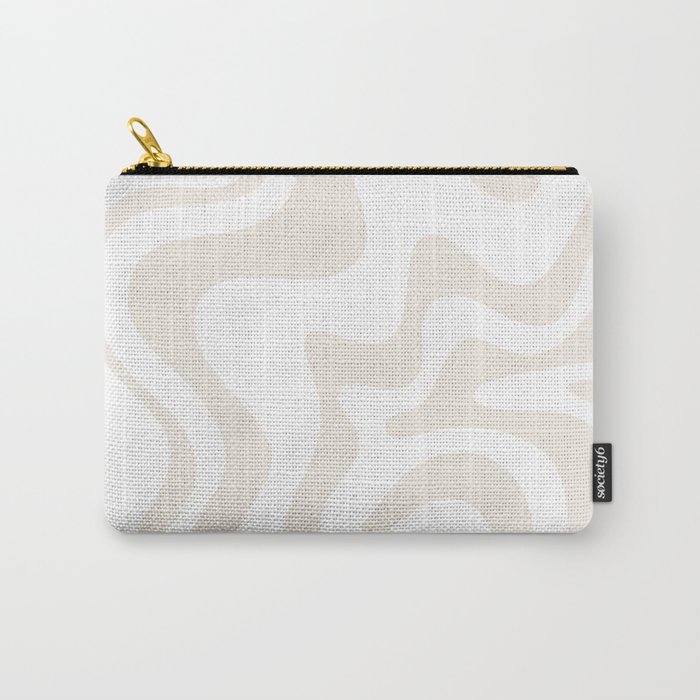 Liquid Swirl Abstract Pattern in Pale Beige and White Carry-All Pouch
