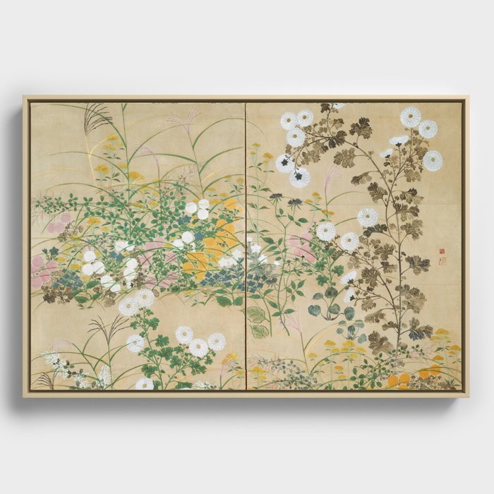 Japanese Edo Period Flowering Plants in Autumn - Ogata Korin