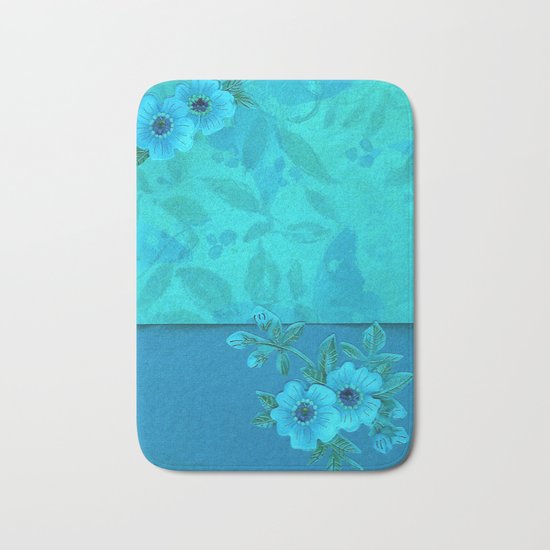 Teal paper flowers Bath Mat