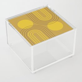 Mid Century Modern Geometric 147 in Old Gold Tones (Rainbow and Sun Abstraction) Acrylic Box
