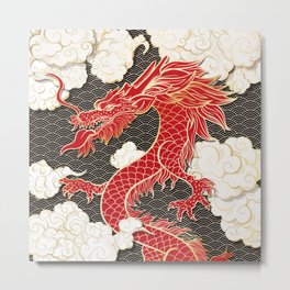 Chinese Red Dragon Metal Print