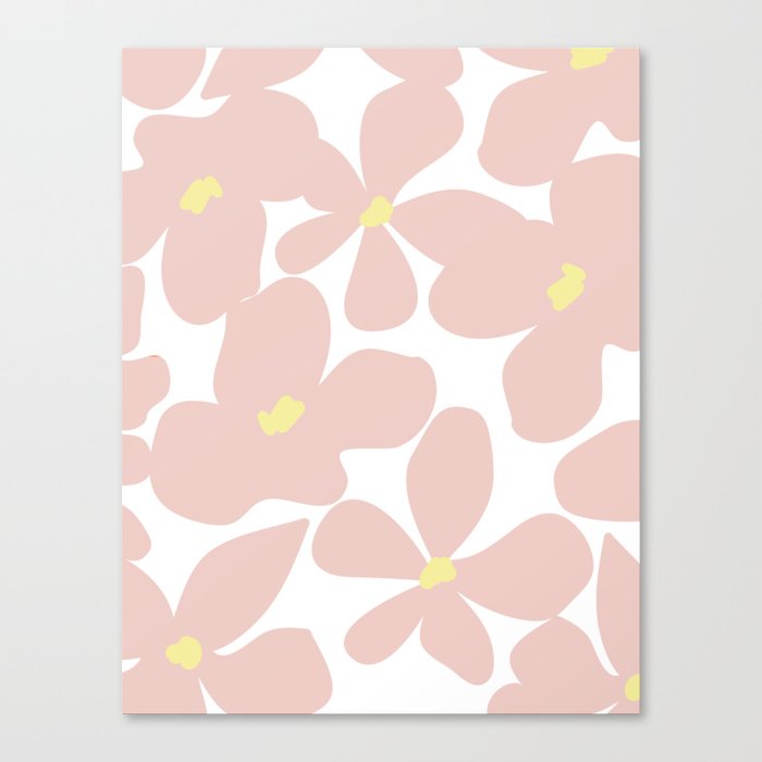 Retro 70s Blush Abstract Flowers  Canvas Print