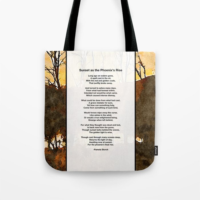 Sunset as the Phoenix's Rise Poem Tote Bag