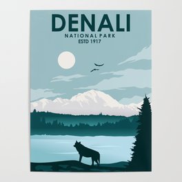 Denali National Park Travel Poster Poster