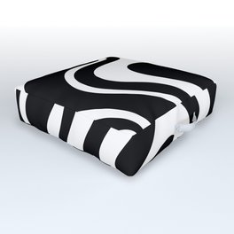 Liquid Swirl Abstract Pattern in Black and White Outdoor Floor Cushion
