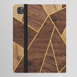 Three Wood Types Blocks Gold Stripes iPad Folio Case
